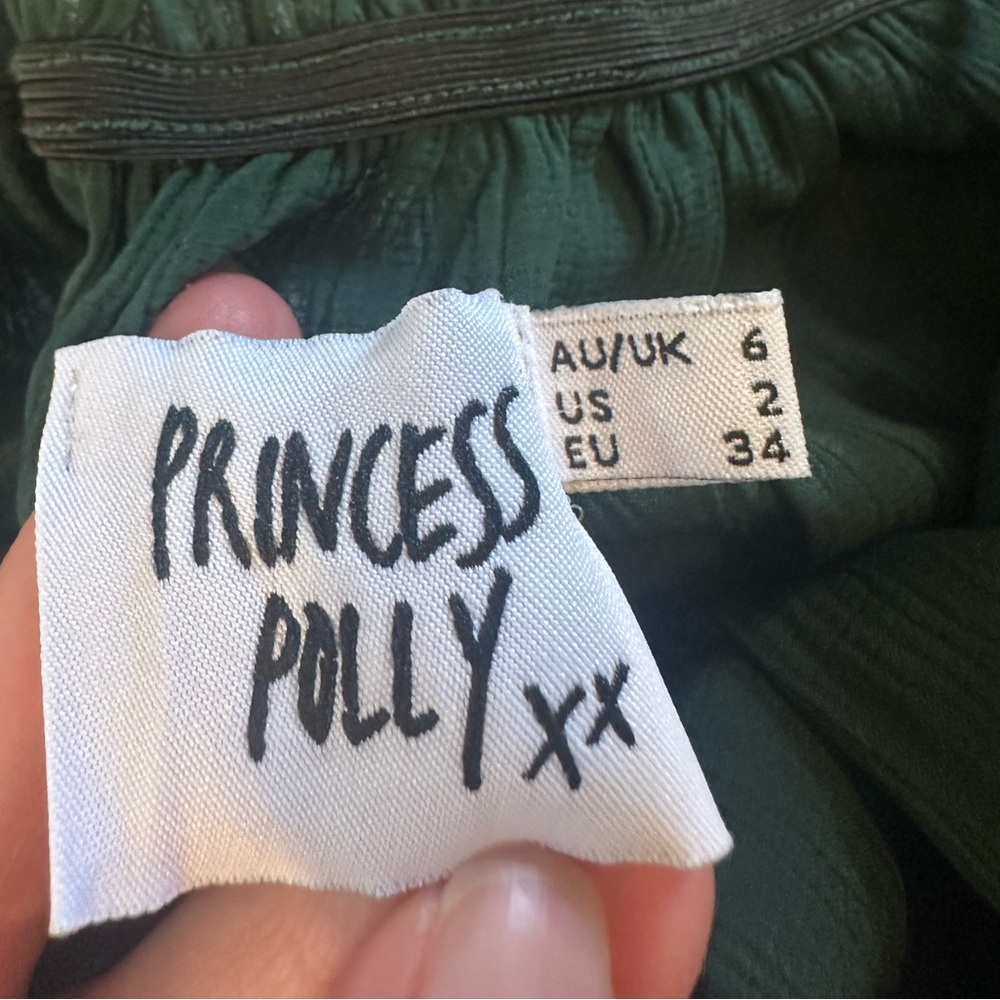 Princess Polly Dark Green Ruffled Top - Picture 2 of 3